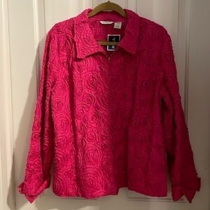 Laura Ashley hot pink zip up jacket in size large